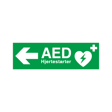 AED Hjertestarter Venstre - Efterlysende plast - 105 x 297 mm