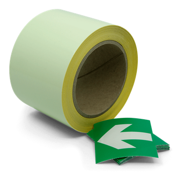 Efterlysende tape non-MED - Grøn pil - 80 mm x 10 m
