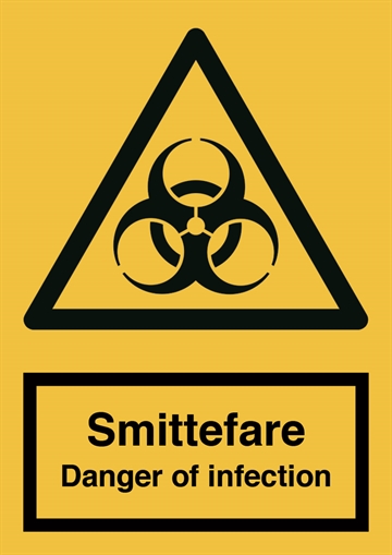 Danger of infection warning sign - advarselsskilt smittefare