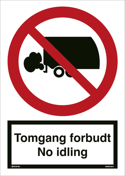 Tomgang-forbudt-No-Idling-Byggepladsskilt-400634
