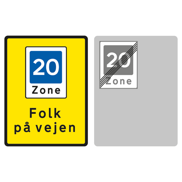 20 zone - folk på vejen tavle