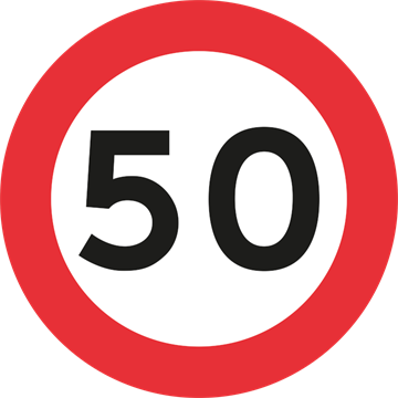 C55 50 km Forbudstavle