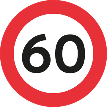 C55 60 km Forbudstavle