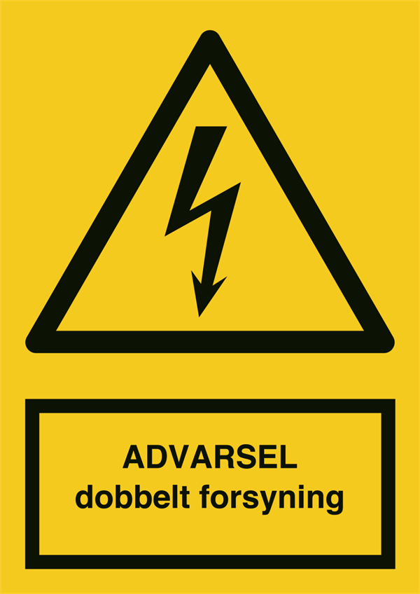 ADVARSEL Dobbelt forsyning Advarselsskilt 401695PA6