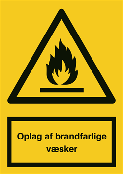 Oplag af brandfarlige vaesker Advarselsskilt A321PA5