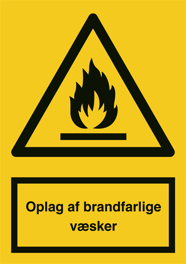 Oplag af brandfarlige vaesker Advarselsskilt A321VA4