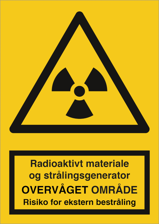 Radioaktivt materiale og straaling overvaaget ekstern Advarselsskilt 400272