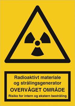 Radioaktivt materiale og straaling overvaaget intern Advarselsskilt 400273