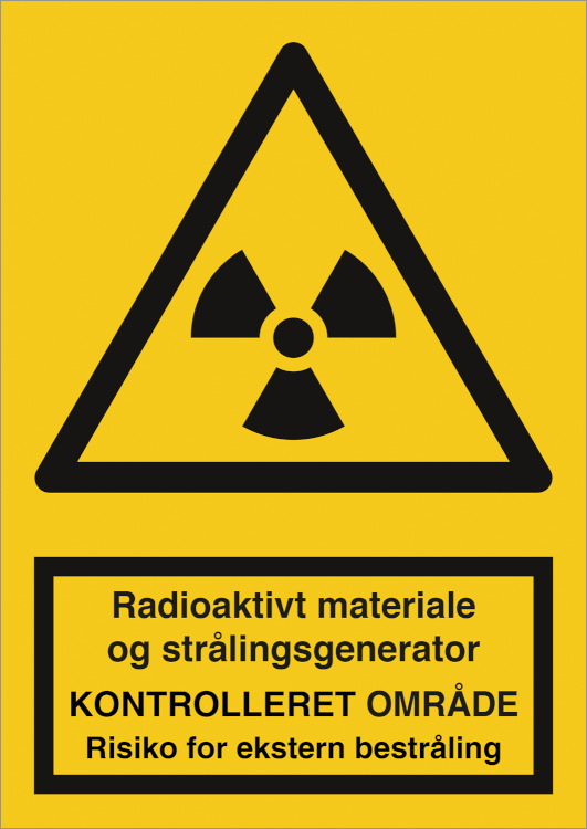 Radioaktivt materiale og straaling overvaaget intern Advarselsskilt 400274