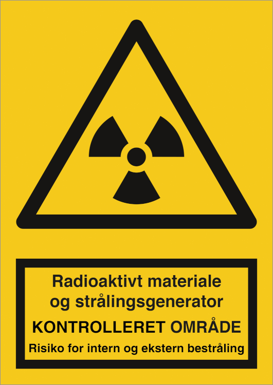 Radioaktivt materiale og straaling overvaaget intern og ekstern Advarselsskilt 400275