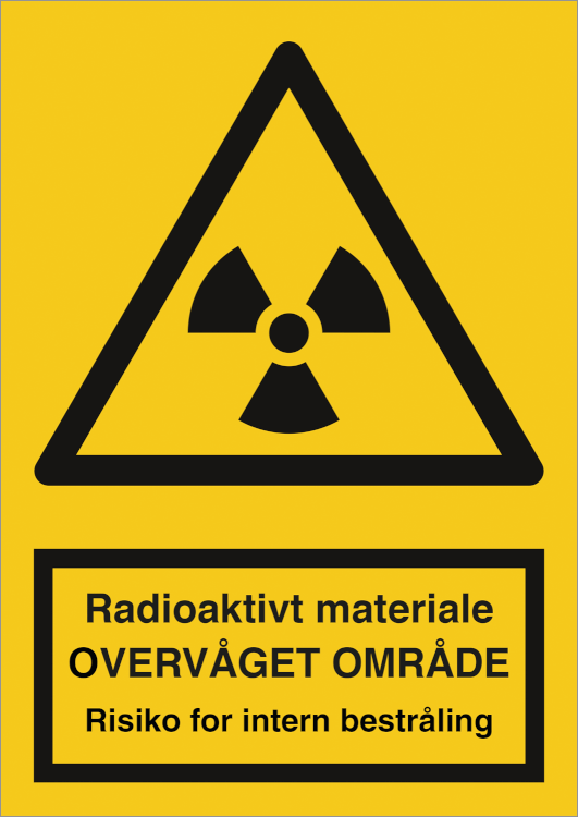 Radioaktivt materiale overvaaget intern Advarselsskilt 400280