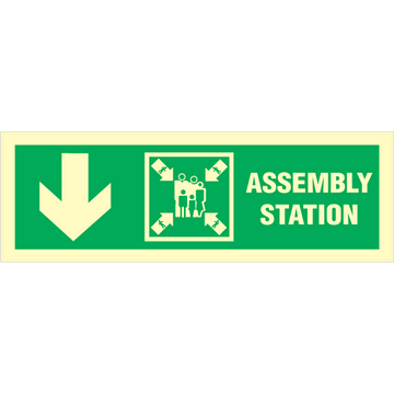 Assembly station arrow down  - Photolumienescent Self Adhesive Vinyl - 100 x 300 mm