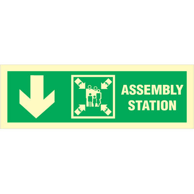 Assembly station arrow down  - Photolumienescent Self Adhesive Vinyl - 100 x 300 mm