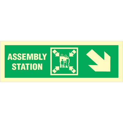 Assembly station arrow down to right corner