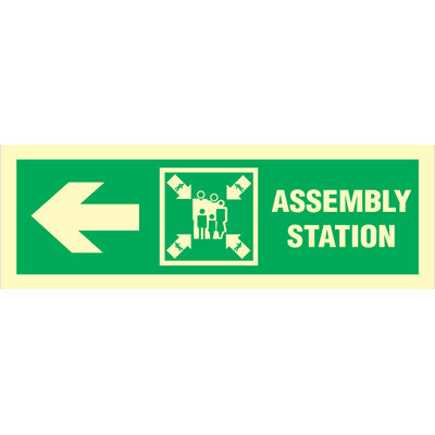 Assembly station arrow left - Photolumienescent Self Adhesive Vinyl - 100 x 300 mm