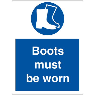 Boots must be worn - Rigid plast - 200 x 150 mm