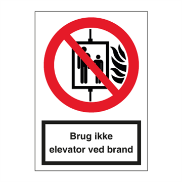 Brug ikke elevator ved brand - forbudsskilt - F123