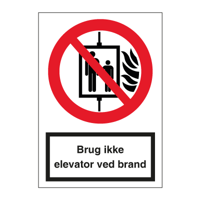 Brug ikke elevator ved brand - forbudsskilt - F123