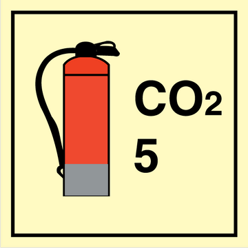 CO2 Extinguishers 5 - Photolumienescent Self Adhesive Vinyl - 150 x 150 mm
