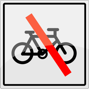 Cykel forbudt - 1 mm rustfrit stål - 150 x 150 mm