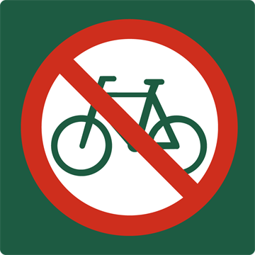 Naturstyrelsenskilt Cykling forbudt Lakeret Aluminium 100 x 100 mm NSF02