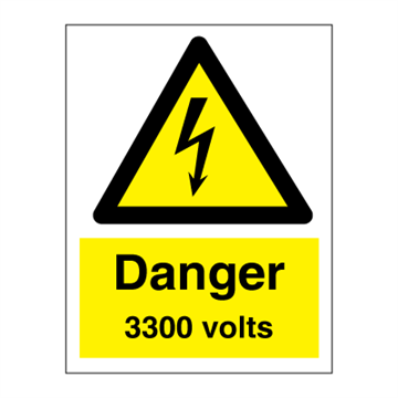 Danger 3300 volts - Hazard & Warning Signs