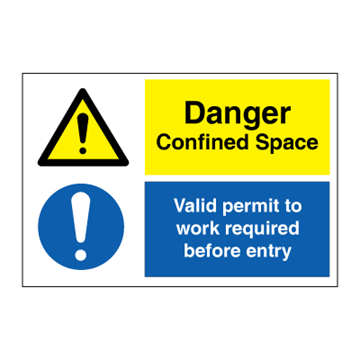 Danger confined space - Valid permit to work - combination signs