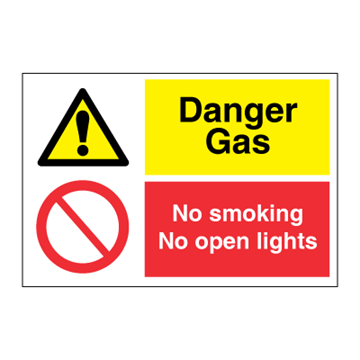 Danger Gas - No smoking og open lights - combination signs