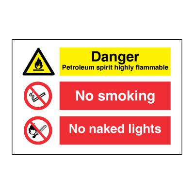 Se Danger Petroleum - No smoking - No naked lights - Rigid plast - 200 x 300 mm hos JO Safety