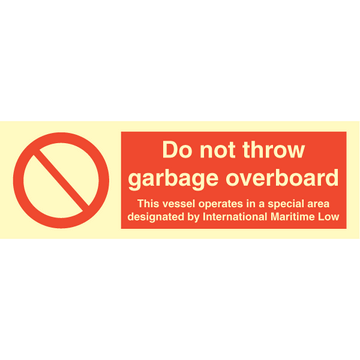 Do not throw garbage overboard - Photolumienescent Self Adhesive Vinyl - 100 x 300 mm