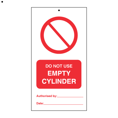Do not use empty cylinder (packed in 10) - Tie Tags