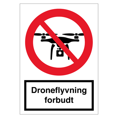 Se Droneflyvning forbudt skilt - Refleks Alu. - 420 x 297 mm hos JO Safety