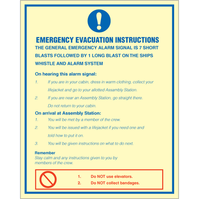 Emergency evacuation instructions