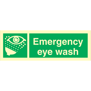 Emergency eye wash - Photolumienescent Self Adhesive Vinyl - 100 x 300 mm