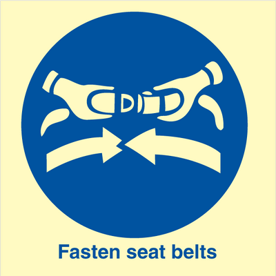 Se Fasten seat belts - Photoluminescent Self Adhesive Vinyl - 150 x 150 mm hos JO Safety