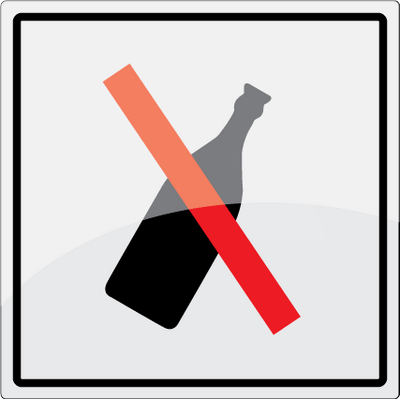 Flasker forbudt - 1 mm rustfrit stål - 150 x 150 mm