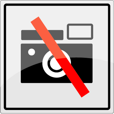 Fotografering forbudt - 1 mm rustfrit stål - 150 x 150 mm