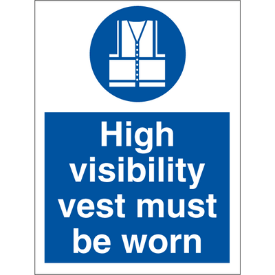 High visibility vest must be worn - Photolumienescent Rigid - 200 x 150 mm