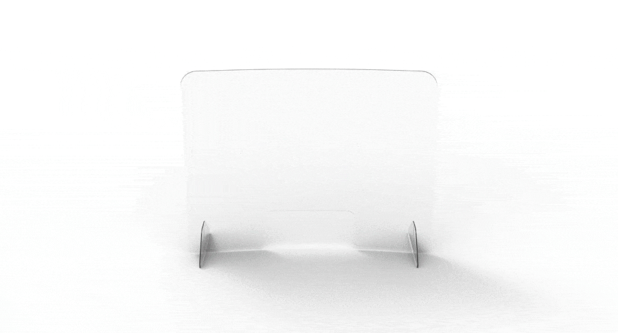 hygiejne skærm i buet akrylglas til sikring mod smittefare 