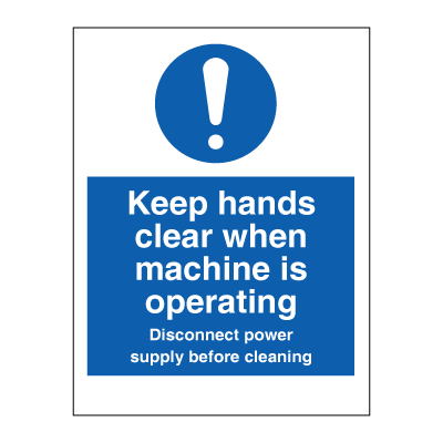 Se Keep hands clear when machine is operating - Photoluminescent Rigid - 200 x 150 mm hos JO Safety