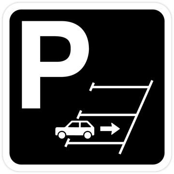 Kun baglæns parkering - P-plads skilt i sort og hvid