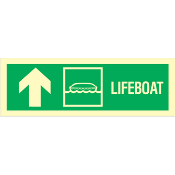 Lifeboat arrow up left - Photolumienescent Self Adhesive Vinyl - 100 x 300 mm