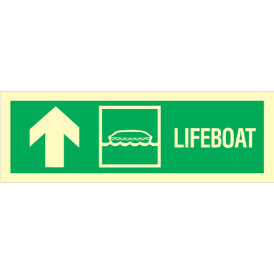 Lifeboat arrow up left - Photolumienescent Self Adhesive Vinyl - 100 x 300 mm
