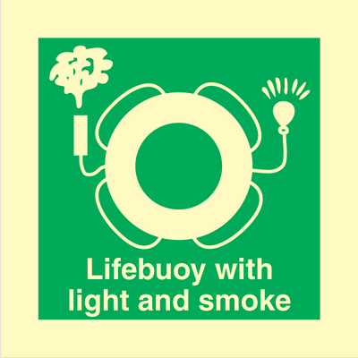 Billede af Lifebuoy with light and smoke - Photoluminescent Rigid - 150 x 150 mm hos JO Safety