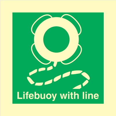 Billede af Lifebuoy with line - Photoluminescent Self Adhesive Vinyl - 150 x 150 mm hos JO Safety