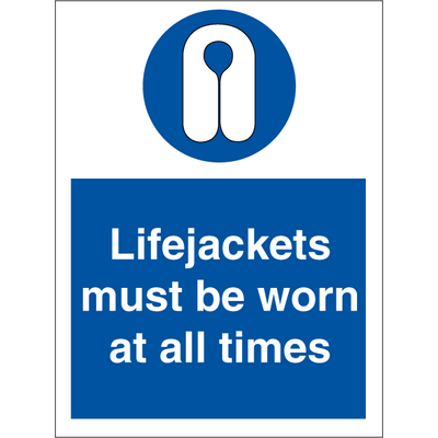 Lifejackets must be worn - Photolumienescent Rigid - 200 x 150 mm