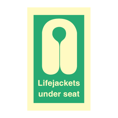 Lifejackets under seat - emergency signs