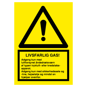 Livsfarlig gas - åndedrætsværn
