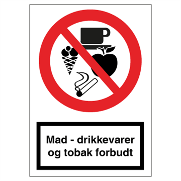 Mad, drikkevare & tobak forbudt - forbudsskilt - F122