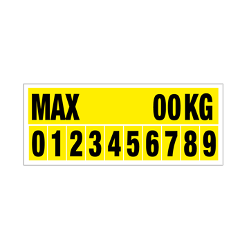 MAX kg og tal etikette sæt - pk. á 10 stk. - 90 x 220 mm - Selvklæbende vinyl 132708